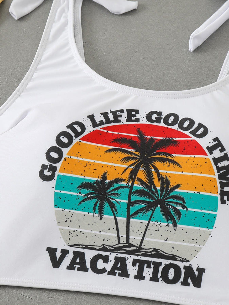 2025 New European and American Multicolor Printed Tankini Split Swimsuit Cross-border Bikini Bikini Foreign Trade Swimsuit