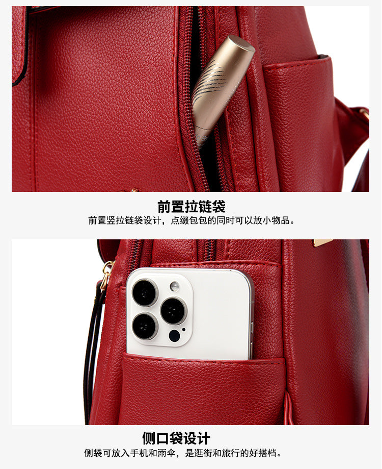 Foreign Trade Hot 2024 New Anti-theft Lock Backpack Trend Good Kangaroo Women's Schoolbag Fashion Travel Backpack