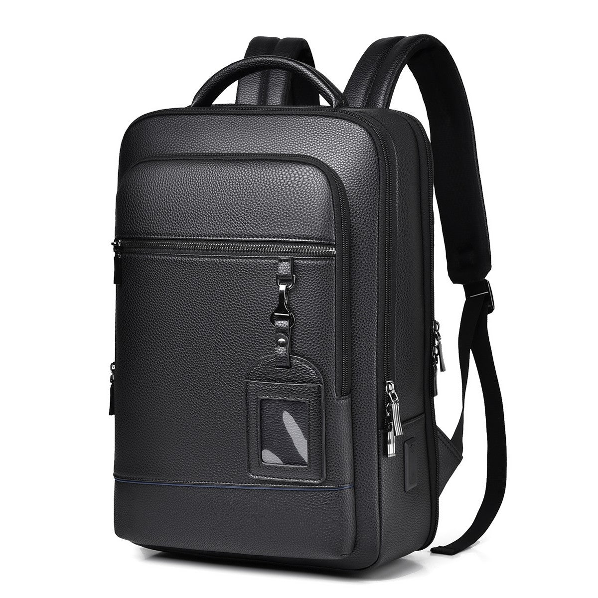 Men's Backpack Simple Cross-Border New Business Pu Water-Repellent Laptop Bag Large Capacity Backpack