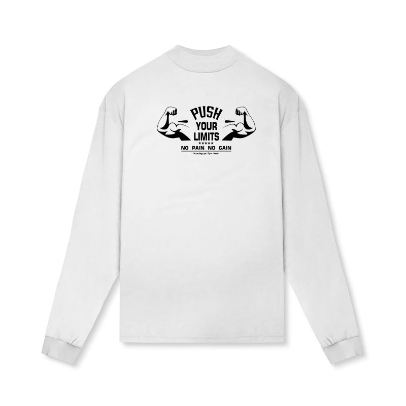 Muscle warrior foreign trade Fitness long-sleeved T-shirt autumn and winter gym outdoor bottoming shirt men's small turtleneck Sports
