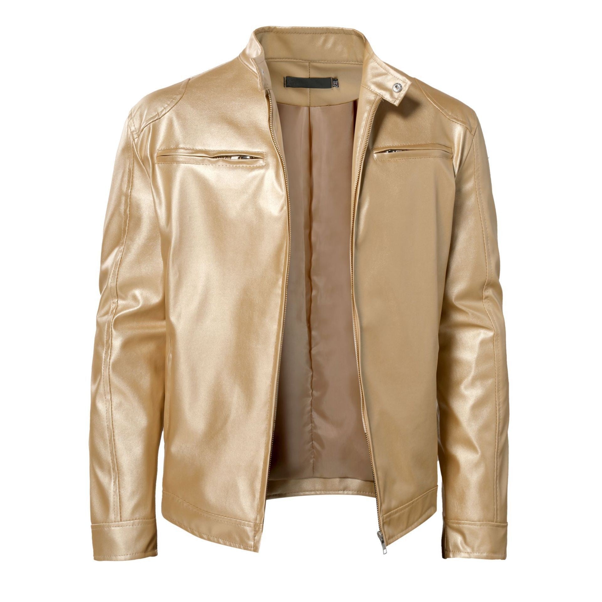 Foreign Trade Amazon European and American Men's Motorcycle Leather Jacket Men's Teenager Collar Punk Leather Jacket Men