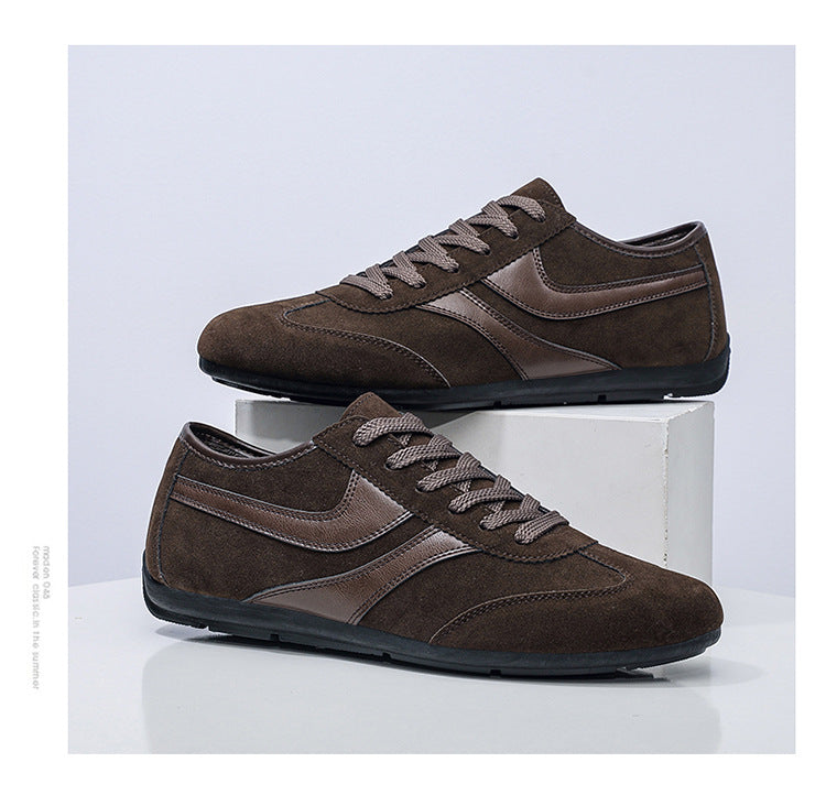 Men's Casual Shoes Fashion Vintage German Training Shoes Breathable Flat Single-layer Shoes Sports Forrest Gump Shoes Lace-up Men's Shoes Bean Shoes
