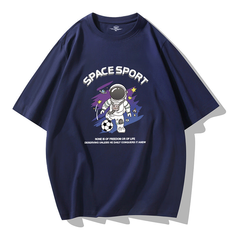 Jian Men 2026 Spring/Summer New Men's Short-Sleeve T-Shirt, Haze Blue, Loose Fit, Large Size, Trendy Half-Sleeve Cotton
