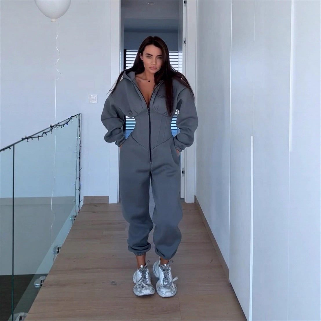 Cross-Border Foreign Trade 2026 Amazon Ebay Hot-Selling Popular Sports and Leisure Women's Hooded Jumpsuit Set