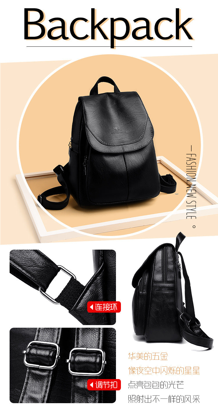 Backpack Women 2024 New Autumn Fashion Soft Leather Bag Casual Backpack Large Capacity Travel Student Women's Backpack