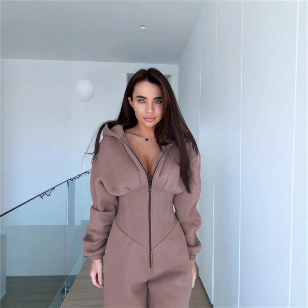 Cross-Border Foreign Trade 2026 Amazon Ebay Hot-Selling Popular Sports and Leisure Women's Hooded Jumpsuit Set