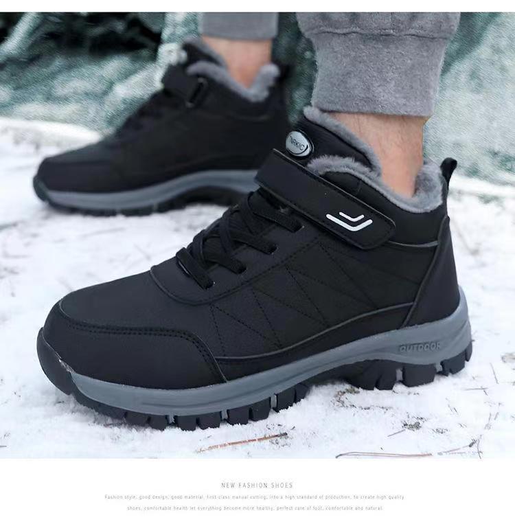 Middle-aged and elderly walking shoes autumn and winter fleece-lined round toe cotton in stock warm thickened cross-border foreign trade shoes men's shoes