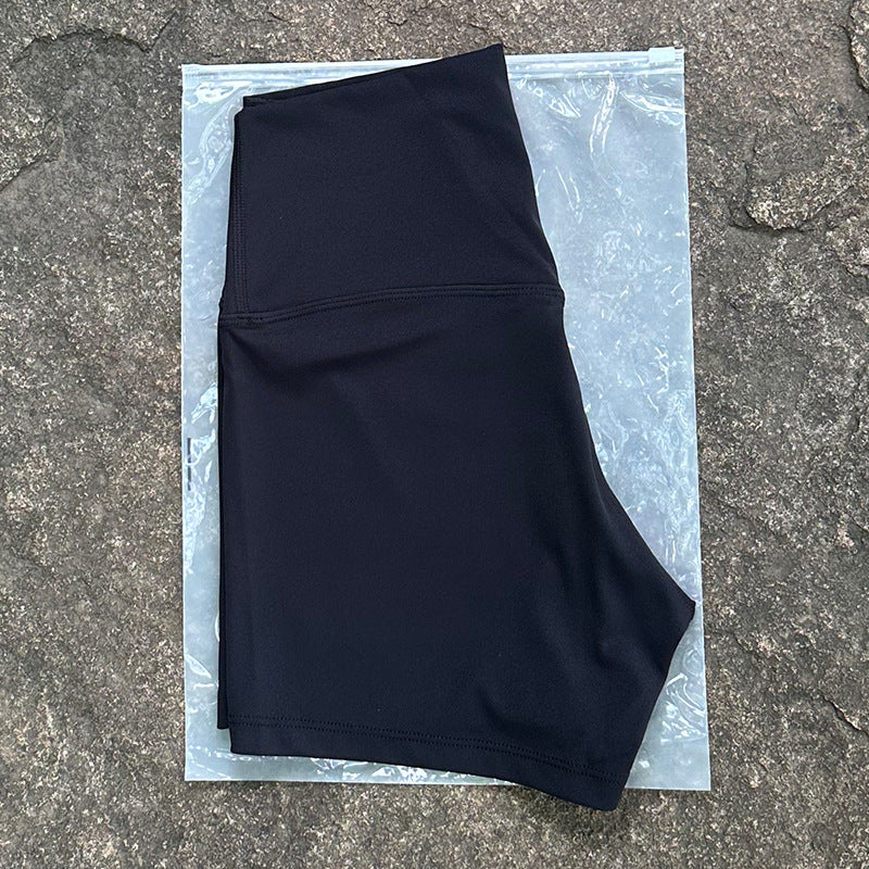New Nude High-Waist Brushed Shorts Yoga Wear Nylon Shorts Women's Tight Yoga Three-Point Sports Shorts Peach