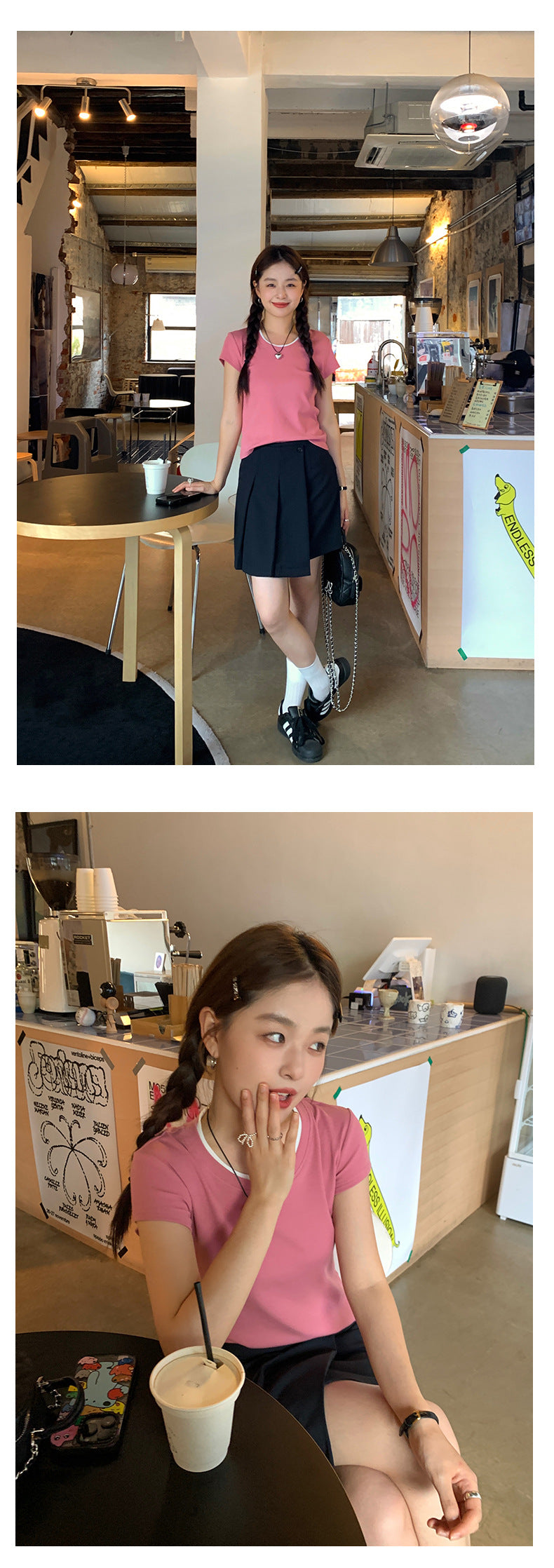 Huangyi Korean Double-Layer Collar Fake Two-Piece Short-Sleeved T-Shirt for Women 2025 Summer Short Slim Right Shoulder Top 142Th419
