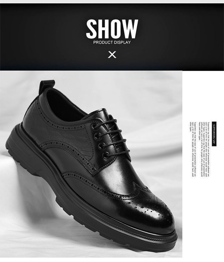 Brogue British Shoes Suit Thick-Soled Polished Derby Shoes Autum New Men's Casual Business Formal Groom's Shoes