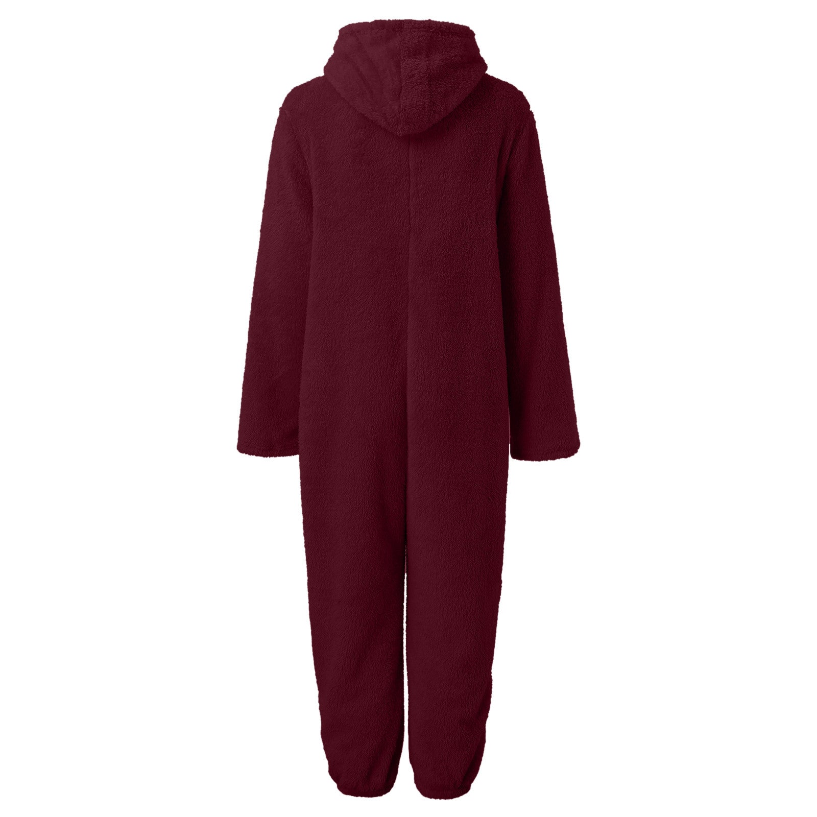 2022 Cross-border Europe and America Amazon Solid Color Thickened Double-sided Fleece Hooded Jumpsuit Casual Couple Home Wear
