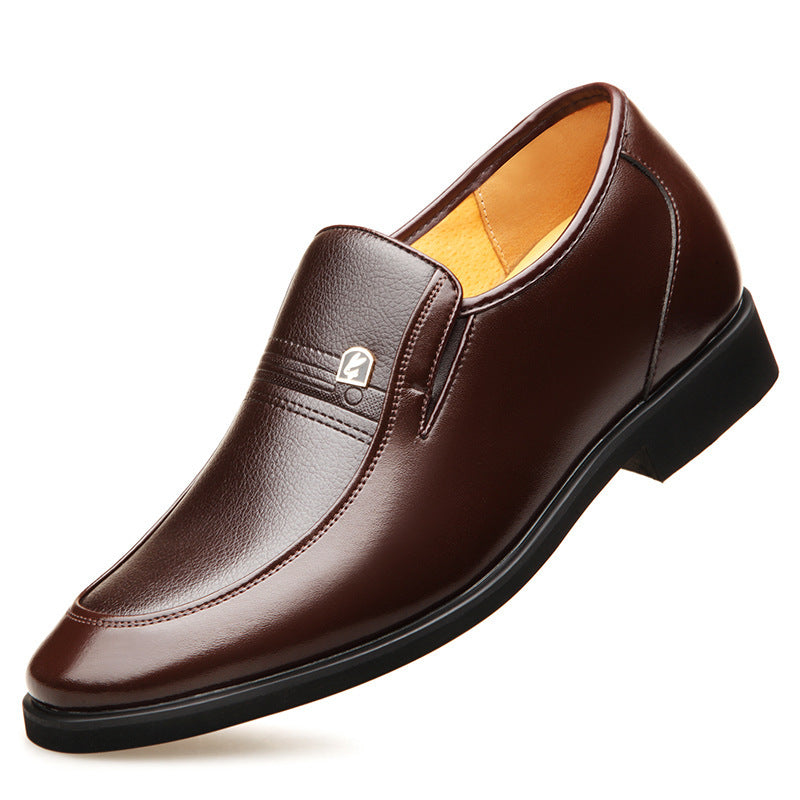 Factory 2023 spring men's leather shoes business formal wear increased men's shoes casual pointed wedding shoes a generation of hair