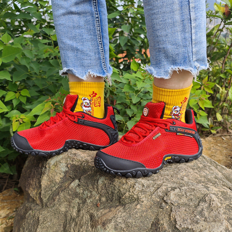 2024 spring, summer and autumn outdoor hiking shoes men's and women's hidden height waterproof mesh breathable sports non-slip hiking shoes