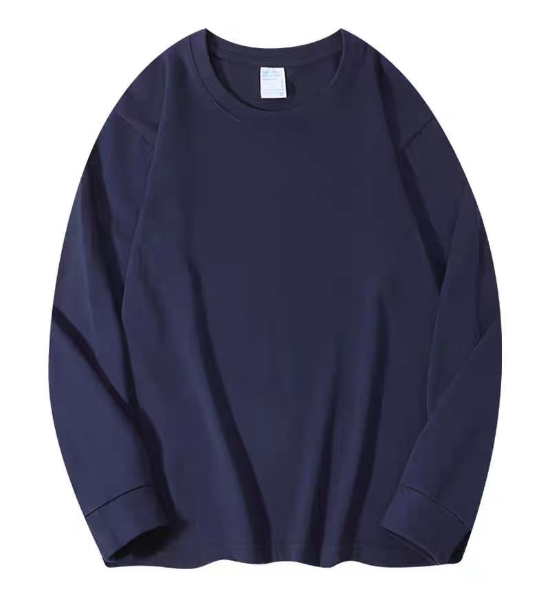 300g combed skin-friendly padded cotton long sleeve T-shirt men's 2024 autumn and winter solid color round neck bottoming shirt top