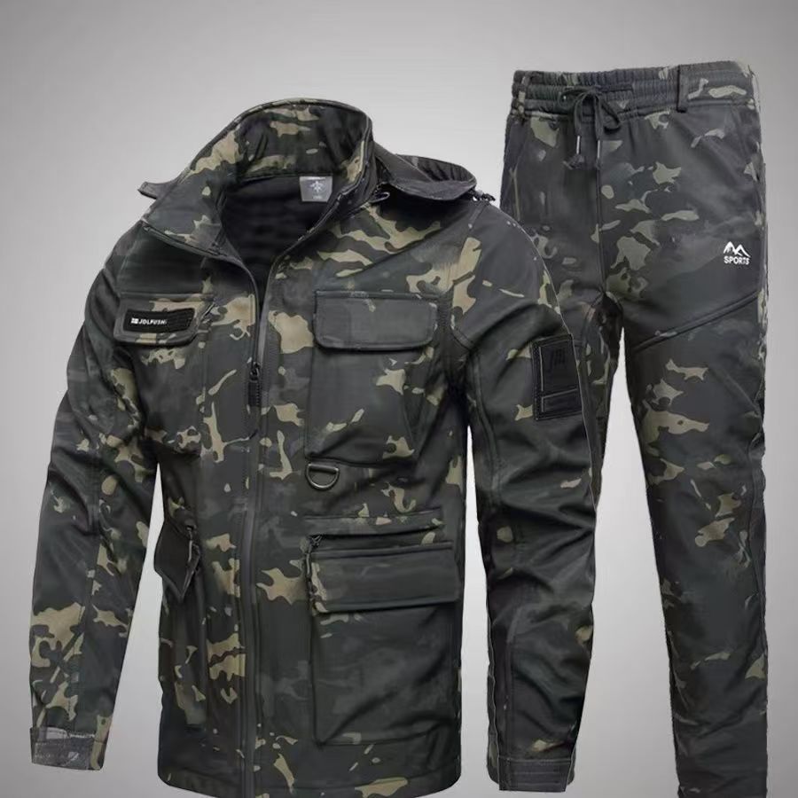 Autumn and Winter fleece-lined Charge Clothes Coat Work Clothes Waterproof suit Men's Cold-proof Warm Upper and Lower Clothes Work Clothes