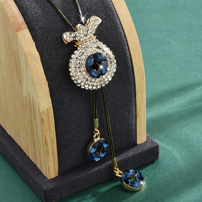 Factory direct blessing purse full diamond sweater chain female Korean long autumn and winter necklace fashion Joker clothing accessories