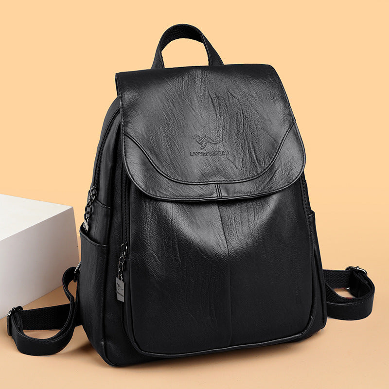 Cross-Border Hot-Selling Backpack for Women Cross-Border European and American Popular Solid Color Backpack High-End Commuter Women's Backpack for Women