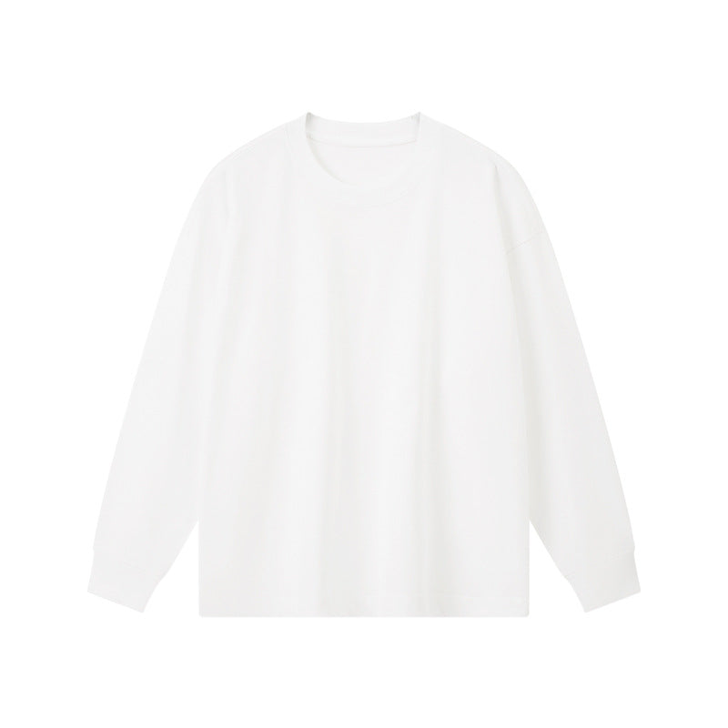 300g combed skin-friendly padded cotton long sleeve T-shirt men's 2024 autumn and winter solid color round neck bottoming shirt top