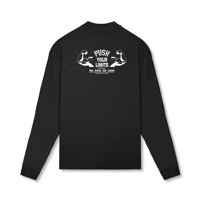 Muscle warrior foreign trade Fitness long-sleeved T-shirt autumn and winter gym outdoor bottoming shirt men's small turtleneck Sports