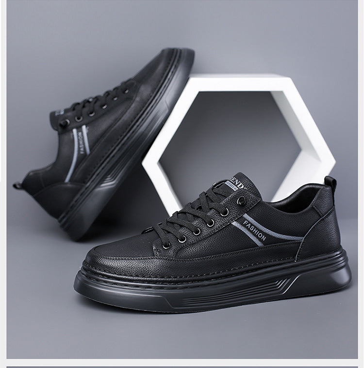 Autumn 2024 White Shoes Bean Shoes Men's Casual Driving Shoes Soft Sole Fashion Leg All-match Sports Leather Sneakers