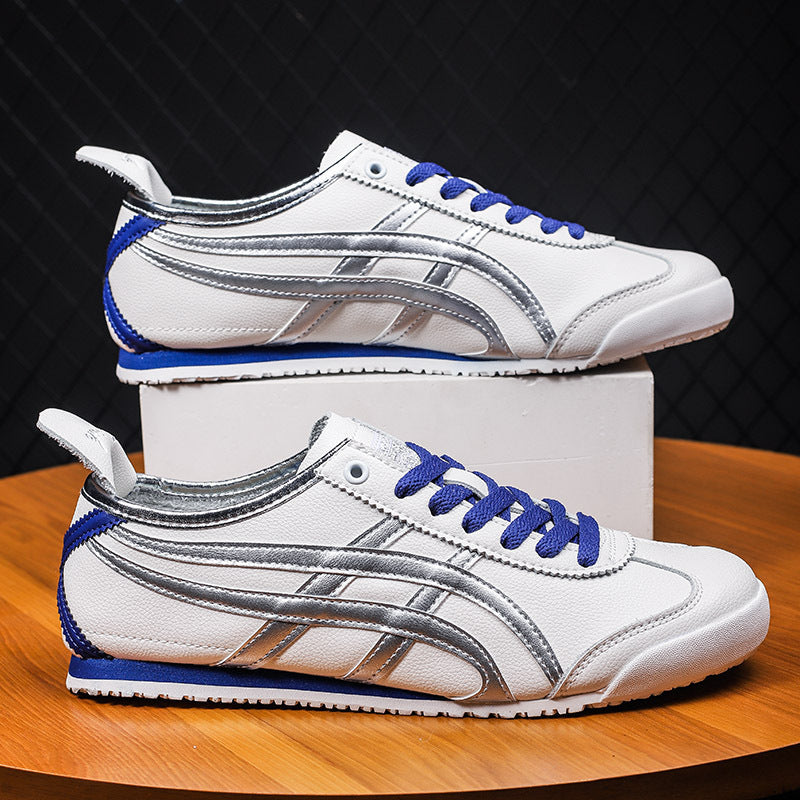Couple's New Spring First-Layer Cowhide Forrest Gump Shoes, Fashionable and Breathable Sports and Leisure Sneakers, Comfortable White Shoes