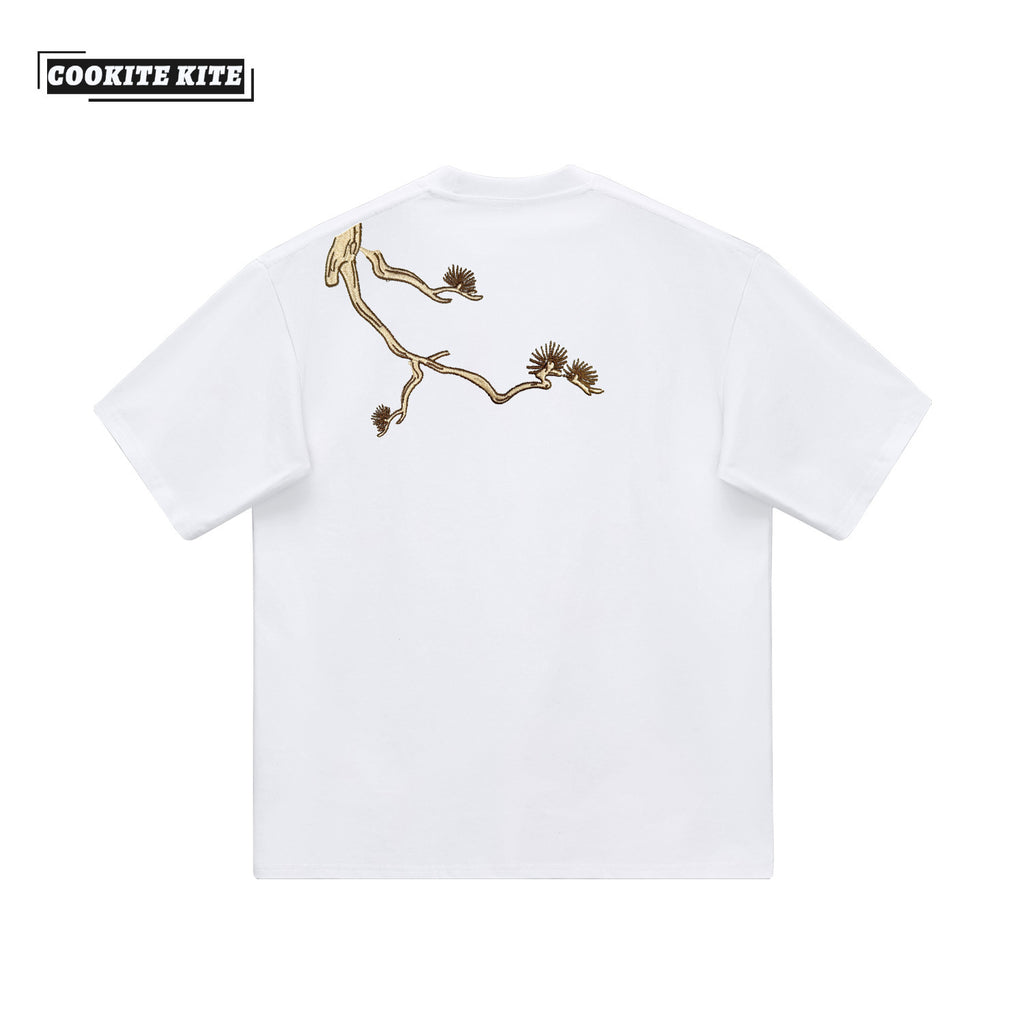 2026 New Heavyweight Pure Cotton Printed Round Neck Short-Sleeve T-Shirt with Squirrel Design, Loose Casual Style for Men and Women, Couple's Half-Sleeve Ins