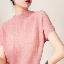 Miyake Irregular Long Sleeve Top Women's 2025 Spring and Autumn Design Solid Color Loose Casual Easiest for Match Bat Sleeve T-Shirt