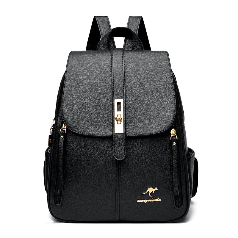 Foreign Trade Hot 2024 New Anti-theft Lock Backpack Trend Good Kangaroo Women's Schoolbag Fashion Travel Backpack
