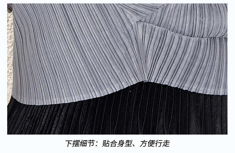 Miyake Irregular Long Sleeve Top Women's 2025 Spring and Autumn Design Solid Color Loose Casual Easiest for Match Bat Sleeve T-Shirt
