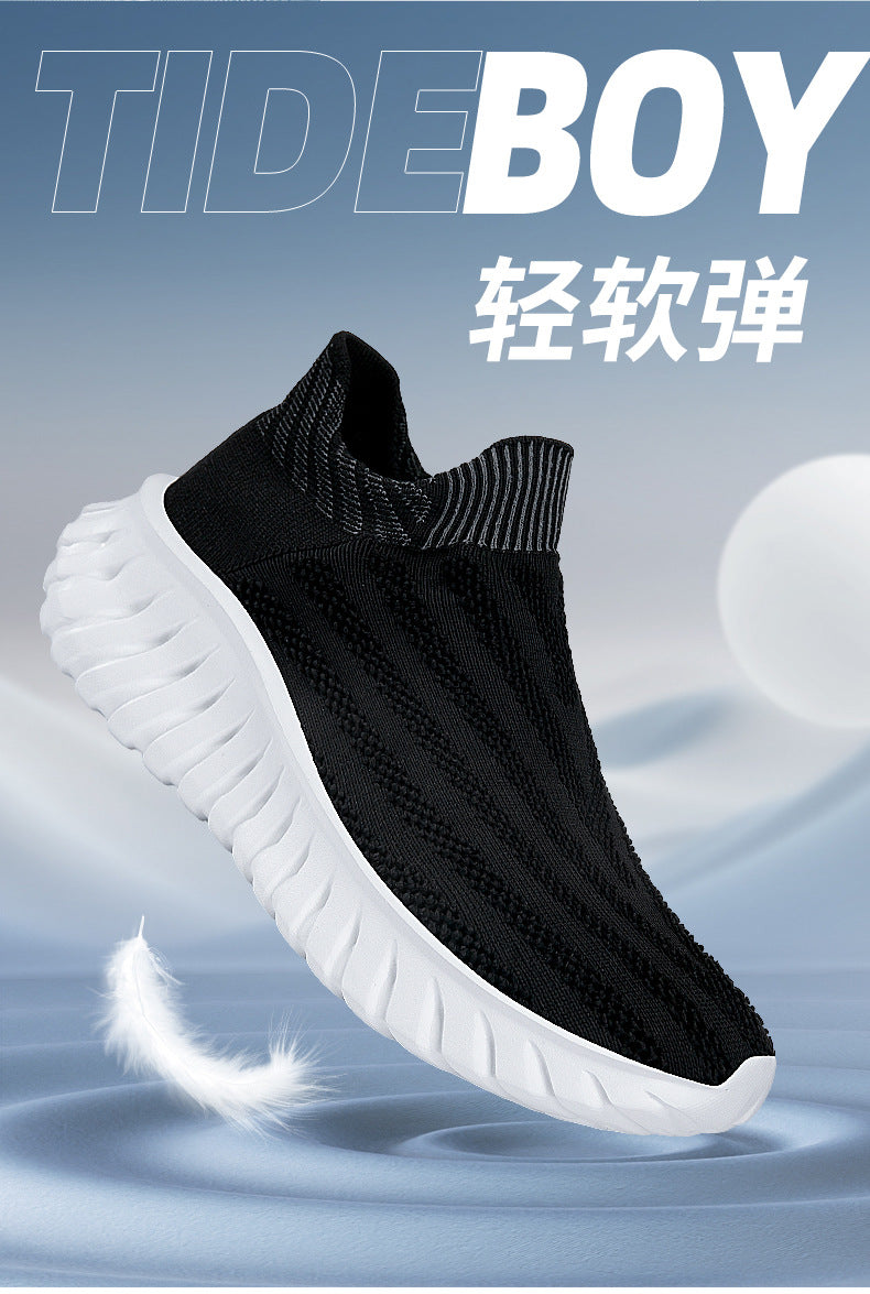 Cross-Border New Couple's Slip-On Summer New Fly-Knit Breathable Running Shoes Girls' Shoes Knitted Women's Shoes