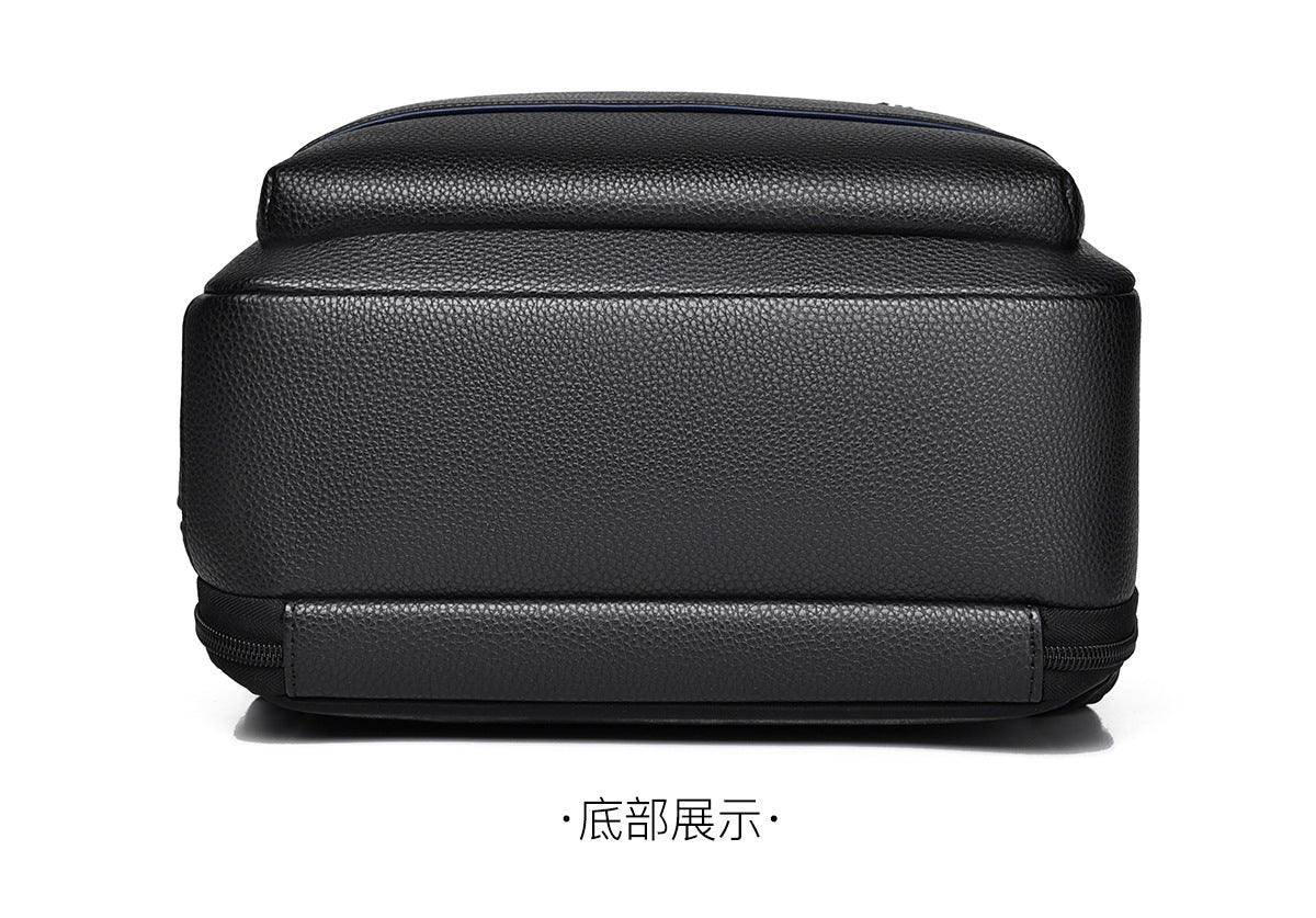 Men's Backpack Simple Cross-Border New Business Pu Water-Repellent Laptop Bag Large Capacity Backpack