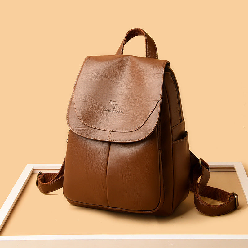 Backpack Women 2024 New Autumn Fashion Soft Leather Bag Casual Backpack Large Capacity Travel Student Women's Backpack