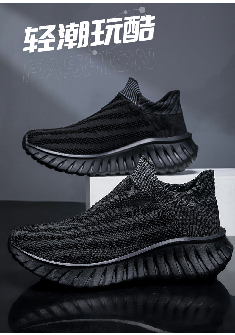 Cross-Border New Couple's Slip-On Summer New Fly-Knit Breathable Running Shoes Girls' Shoes Knitted Women's Shoes