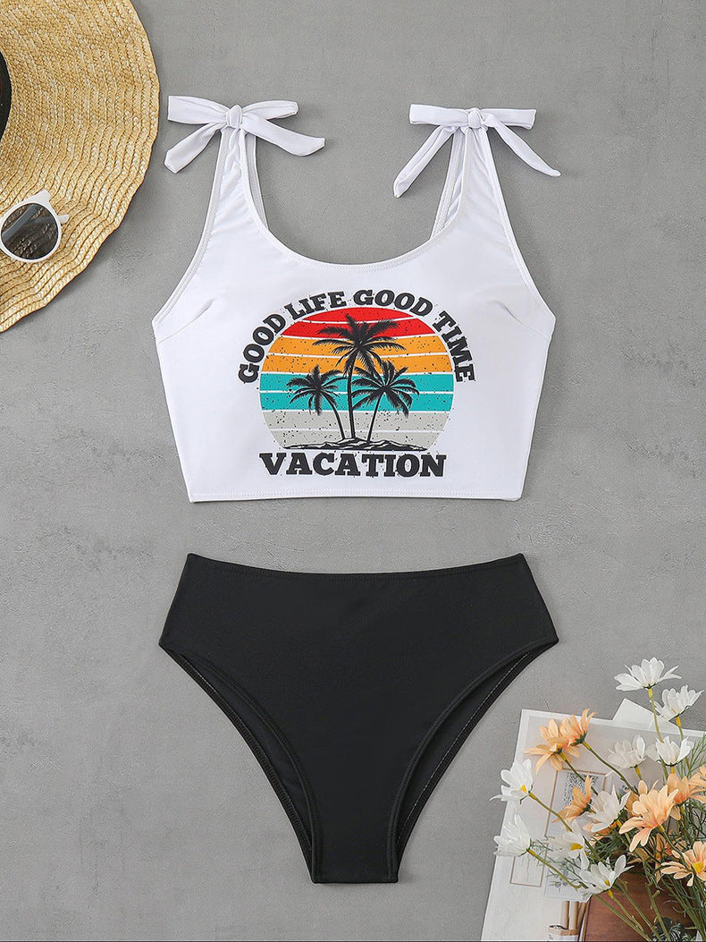 2025 New European and American Multicolor Printed Tankini Split Swimsuit Cross-border Bikini Bikini Foreign Trade Swimsuit