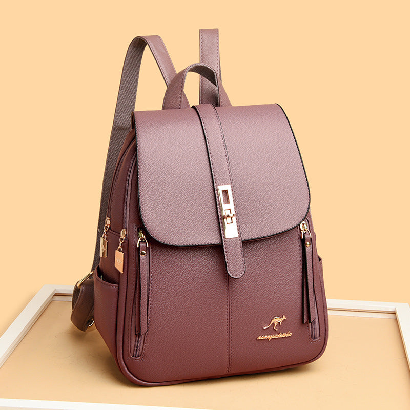 Foreign Trade Hot 2024 New Anti-theft Lock Backpack Trend Good Kangaroo Women's Schoolbag Fashion Travel Backpack