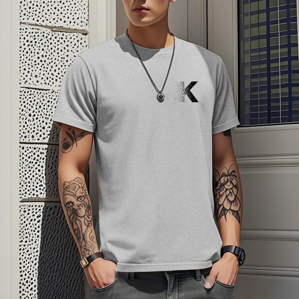 Summer Ice Silk Thin Round Neck Short-Sleeved T-Shirt for Men 2026 New Printed Pullover T-Shirt Trendy Slim Fit Men's Clothing