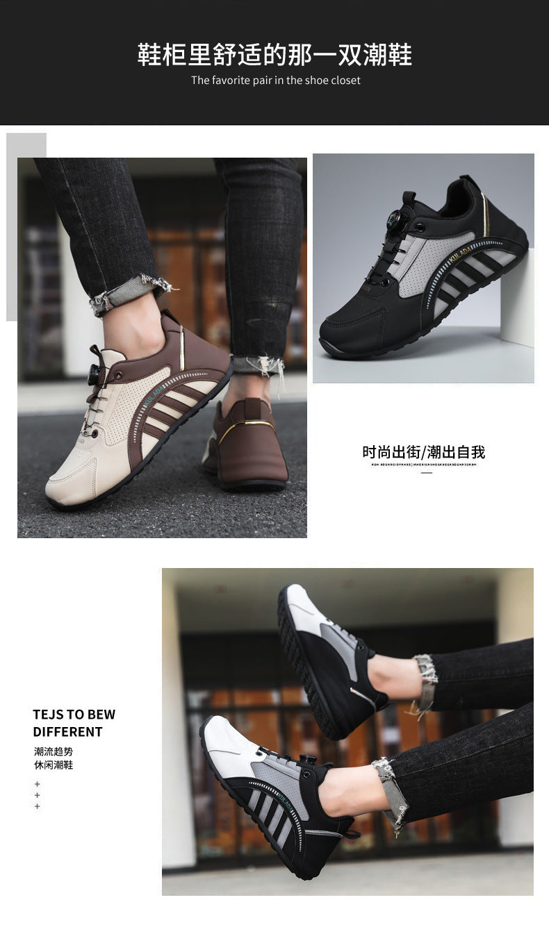 Men's Shoes High-End 2025 New Shoes Men's Breathable Men's Running Shoes Versatile Rotating Button Sports Shoes Men's