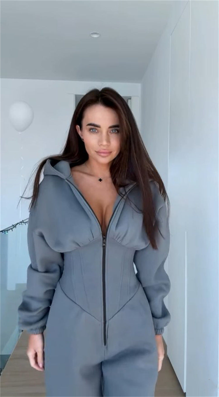 Cross-Border Foreign Trade 2026 Amazon Ebay Hot-Selling Popular Sports and Leisure Women's Hooded Jumpsuit Set