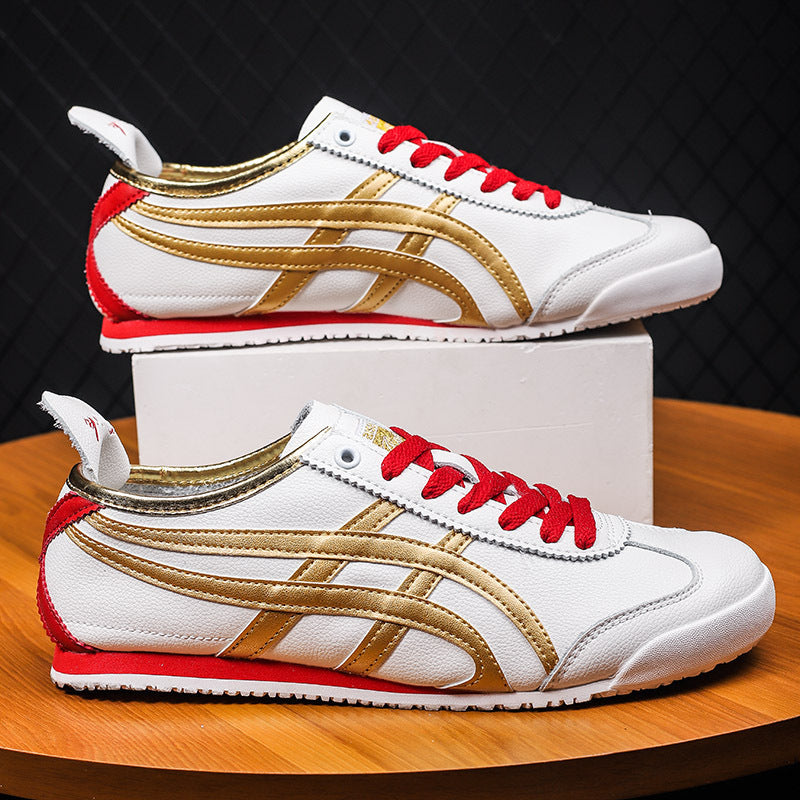 Couple's New Spring First-Layer Cowhide Forrest Gump Shoes, Fashionable and Breathable Sports and Leisure Sneakers, Comfortable White Shoes
