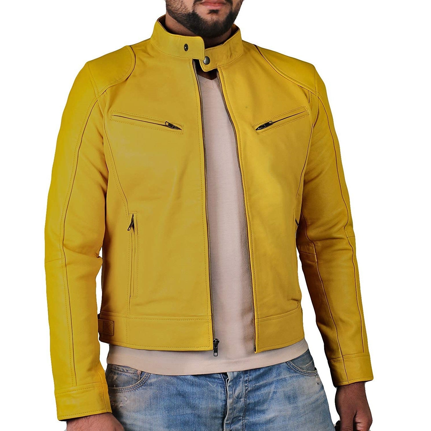 Foreign Trade Amazon European and American Men's Motorcycle Leather Jacket Men's Teenager Collar Punk Leather Jacket Men