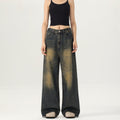 LKTM Men's# American Street Retro Mud Dyed Old Jeans Men's and Women's Trendy Brand Loose Straight Pants