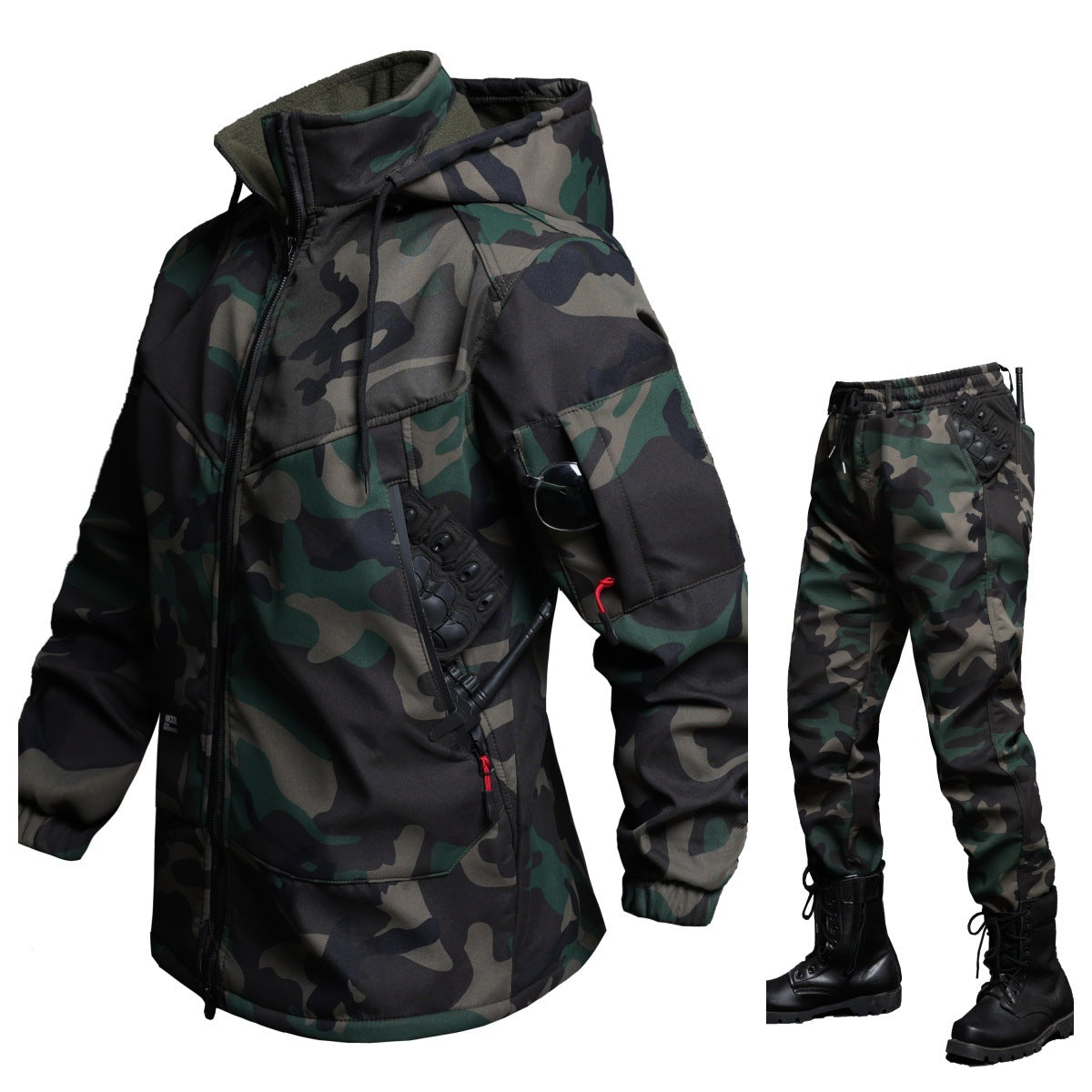 Autumn and Winter fleece-lined Charge Clothes Coat Work Clothes Waterproof suit Men's Cold-proof Warm Upper and Lower Clothes Work Clothes
