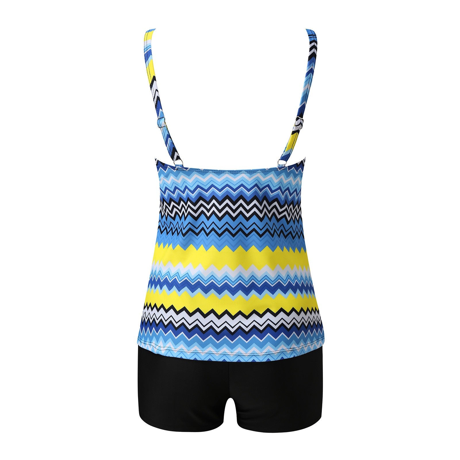 Cross-border 2024 European and American Foreign trade new double shoulder strap flat chest Amazon tankini high waist boxers split swimsuit