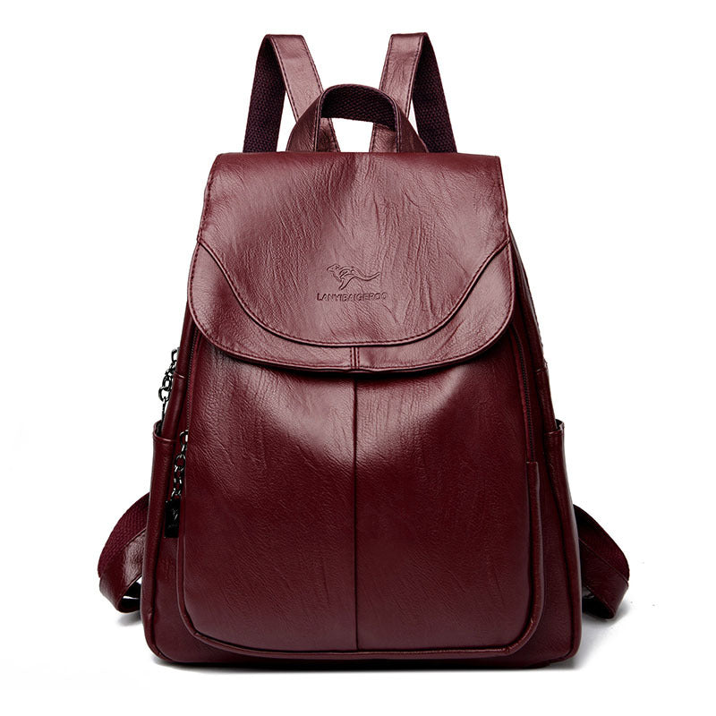 Cross-Border Hot-Selling Backpack for Women Cross-Border European and American Popular Solid Color Backpack High-End Commuter Women's Backpack for Women