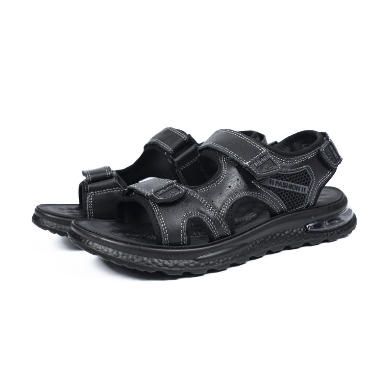 Men’s Cowhide Open-Toe Velcro Sandals