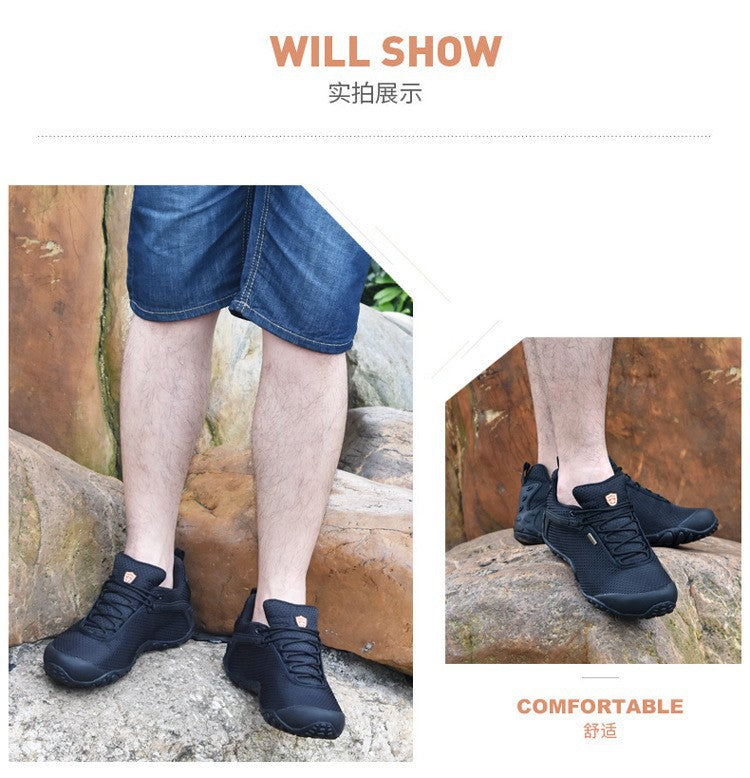 2024 spring, summer and autumn outdoor hiking shoes men's and women's hidden height waterproof mesh breathable sports non-slip hiking shoes