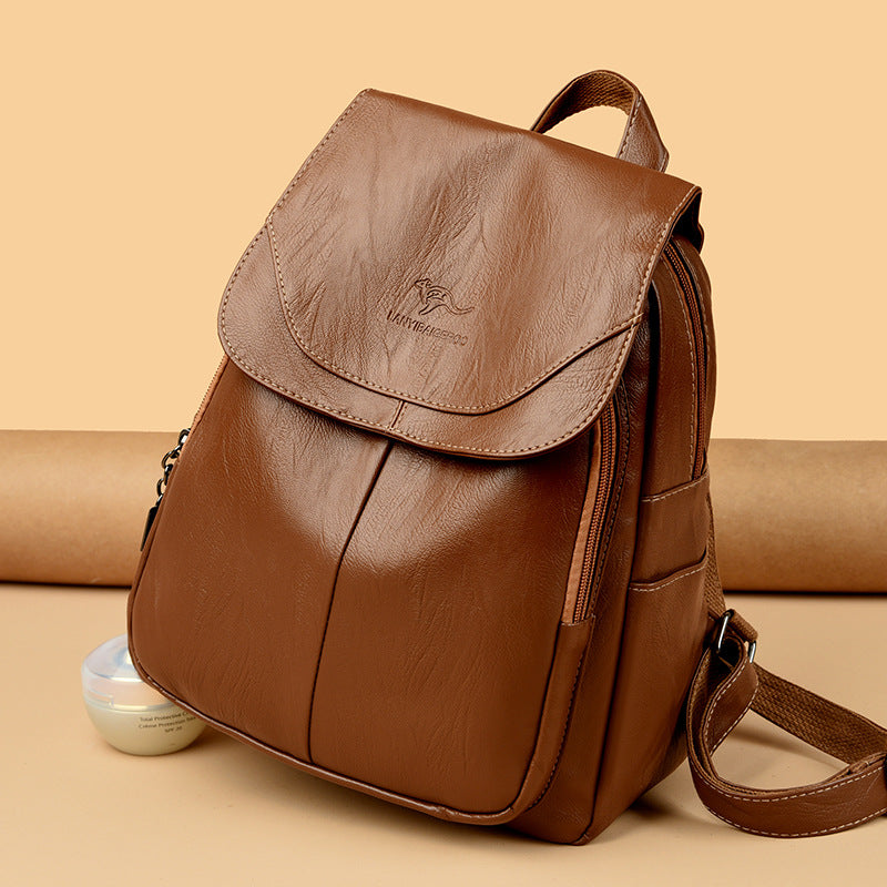 Cross-Border Hot-Selling Backpack for Women Cross-Border European and American Popular Solid Color Backpack High-End Commuter Women's Backpack for Women
