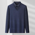 Spring, autumn and winter fashion fake two-piece long-sleeved T-shirt men's trendy casual shirt shirt collar personalized bottoming shirt top