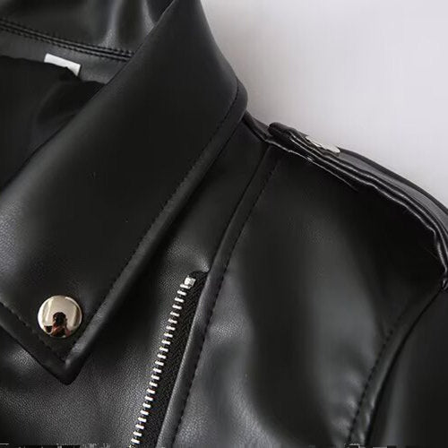 Zar Spring New Women's European and American Style French Fashion Design Imitation Leather Motorcycle Leather Jacket