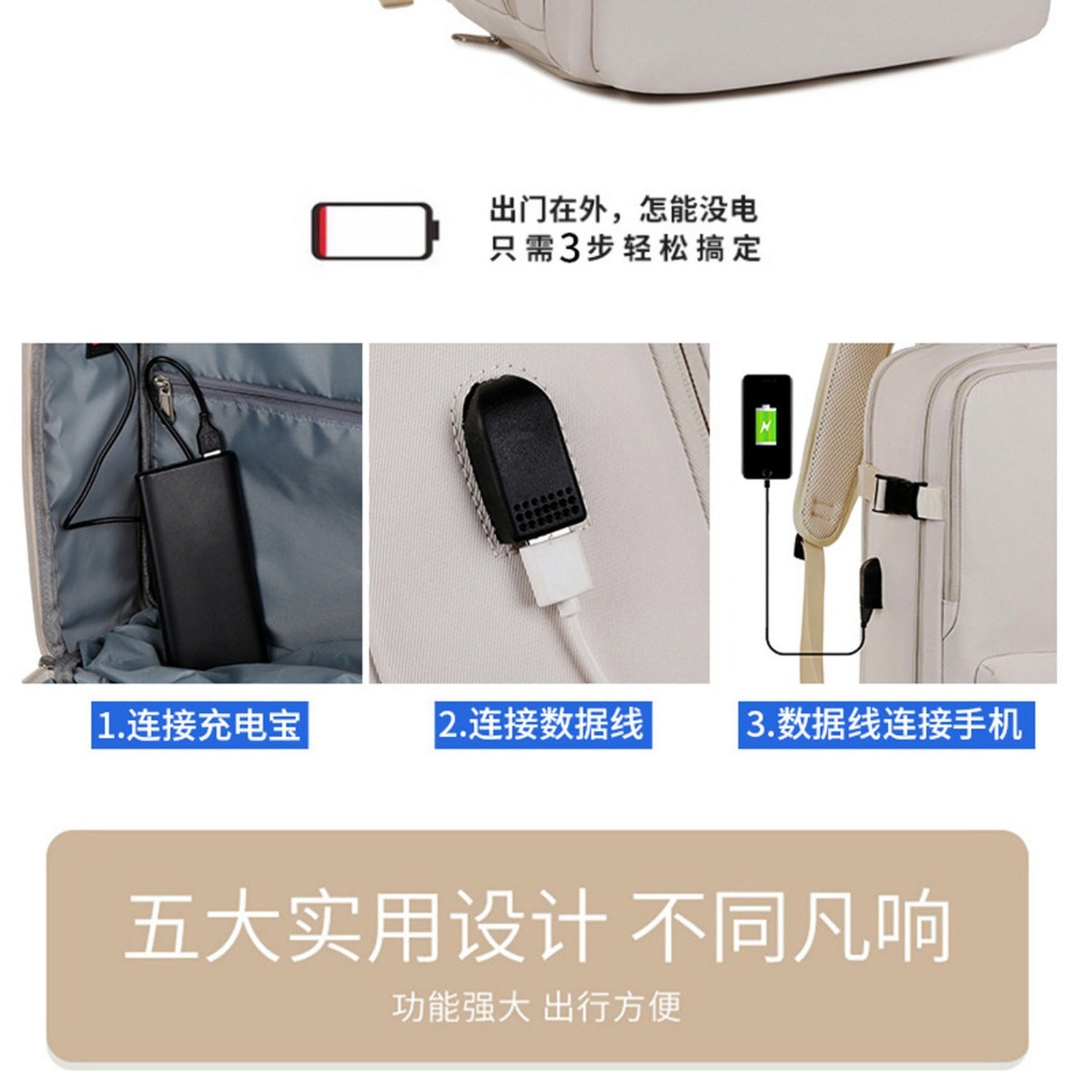 New Large Capacity Short-distance Travel Backpack Multi-function Casual Backpack Laptop Backpack Travel Bag Wash Bag